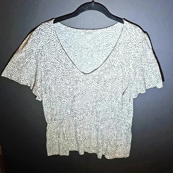 Lucky Brand | Top | White & Black | Gathered waist | Size L - Picture 1 of 4